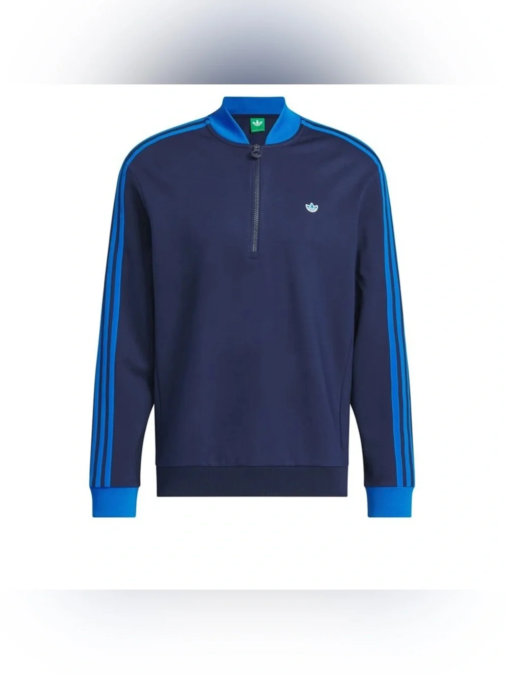 ADIDAS ORIGINALS 3-STRIPES 1/4 ZIP SWEATSHIRT NIGHT INDIGO SIZE M JP0938